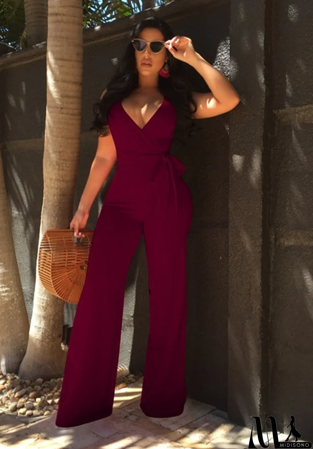 MidiSono - Army Green Backless Solid Fashion sexy Jumpsuits & Rompers