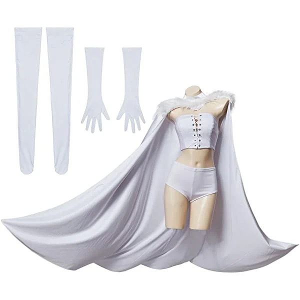 White Queen Emma Frost Cosplay Costume Women Queen Outfit with Cloak