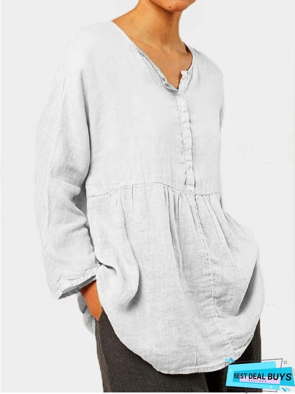 Plain Casual Long Sleeve Blouse