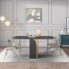 Light Luxury Folding Dining Table And Chair Set Small Apartment Modern Multifunctional Kitchen Rock Board Table Mesa Furniture
