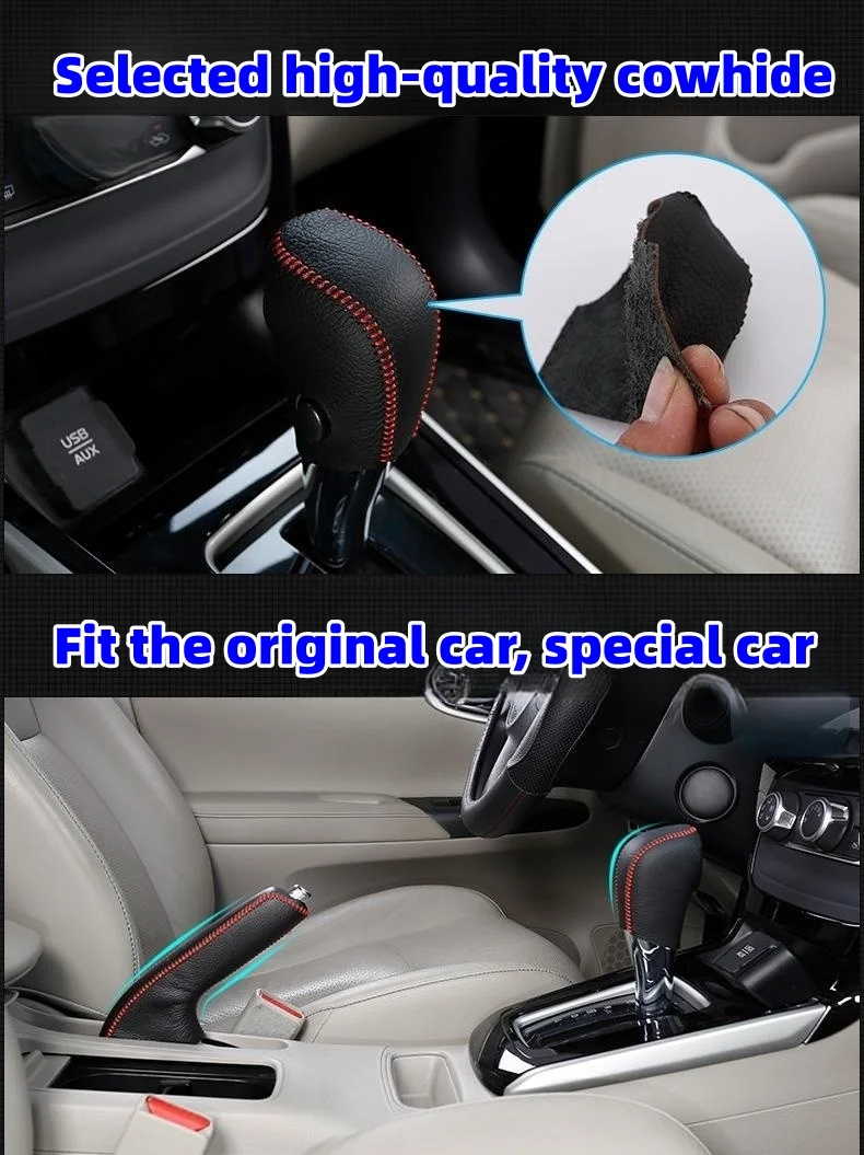 Car custom leather shift handle cover