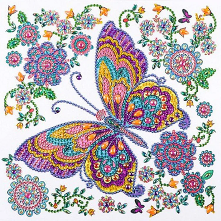 Butterfly - Partial Special Shaped Drill Diamond Painting - 30x30cm(Canvas)