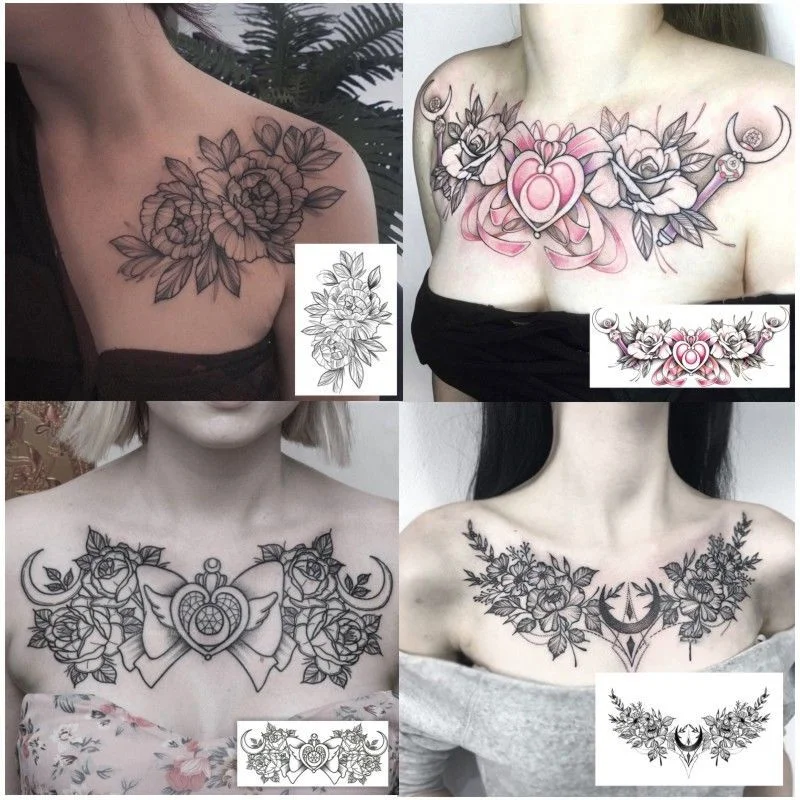 Sdrawing 4/5/9/10/18 PIeces Long Lasting Blue Flower Jewelry Tattoo Sticker Sexy Belly Block Scar Stretch Marks Waterproof Tattoo Sticker