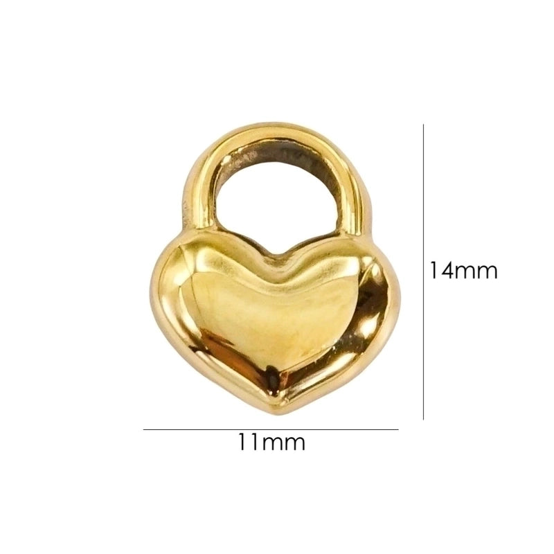 10 Pcs/Package 304 Stainless Steel 14K Gold Plated Heart Shape Pendant
