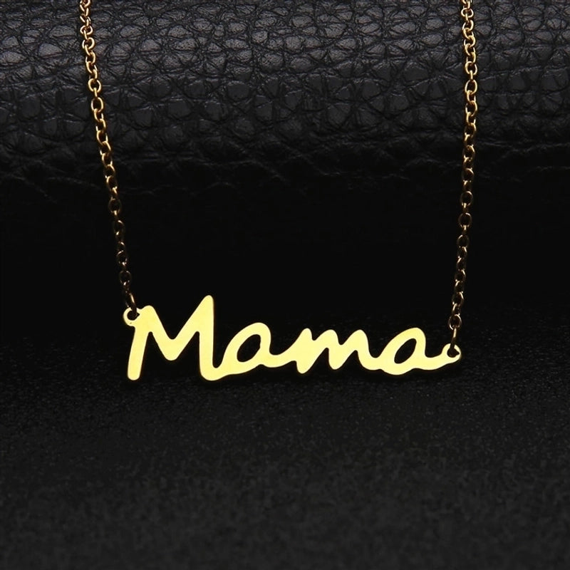 Fashion Mama Letter Solid Color Stainless Steel Plating Necklace