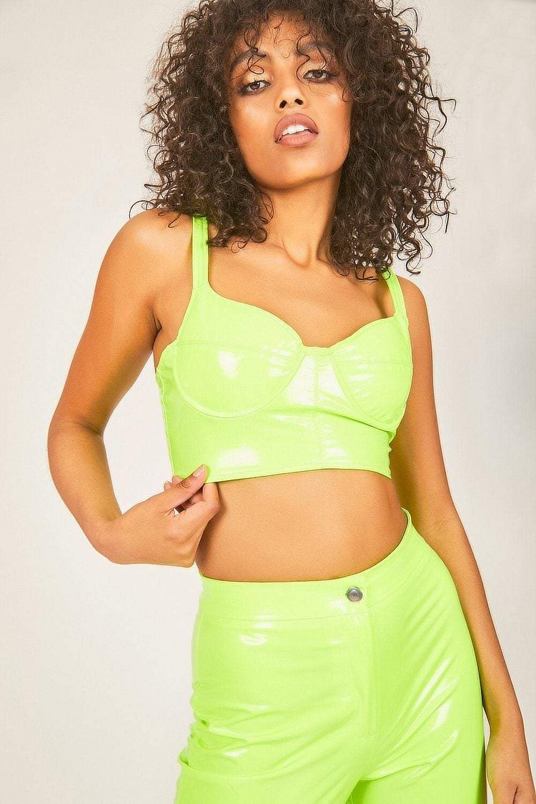 Neon Green Vinyl Patent Leggings | KatchMe