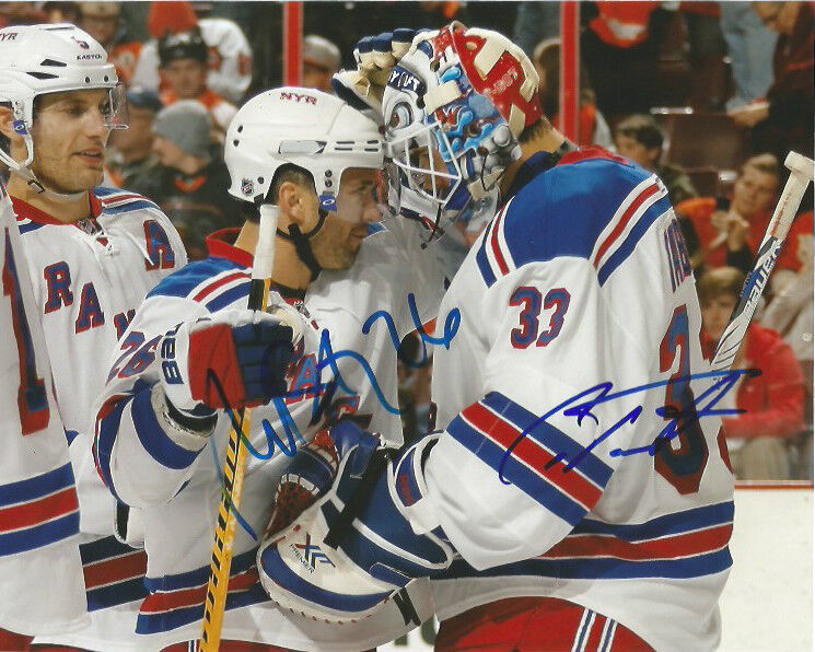 New York Rangers Martin St Louis Cam Talbot Dual Autographed 8x10 NHL Photo Poster painting COA