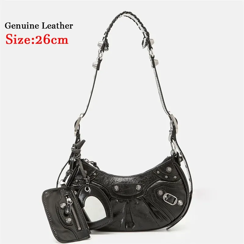 Bag New 2023 Black Gothic White Fashion Black Pink Rivets Crossbody Shoulder Bags Purse Women Underarm Bags  Motorcycle Bag