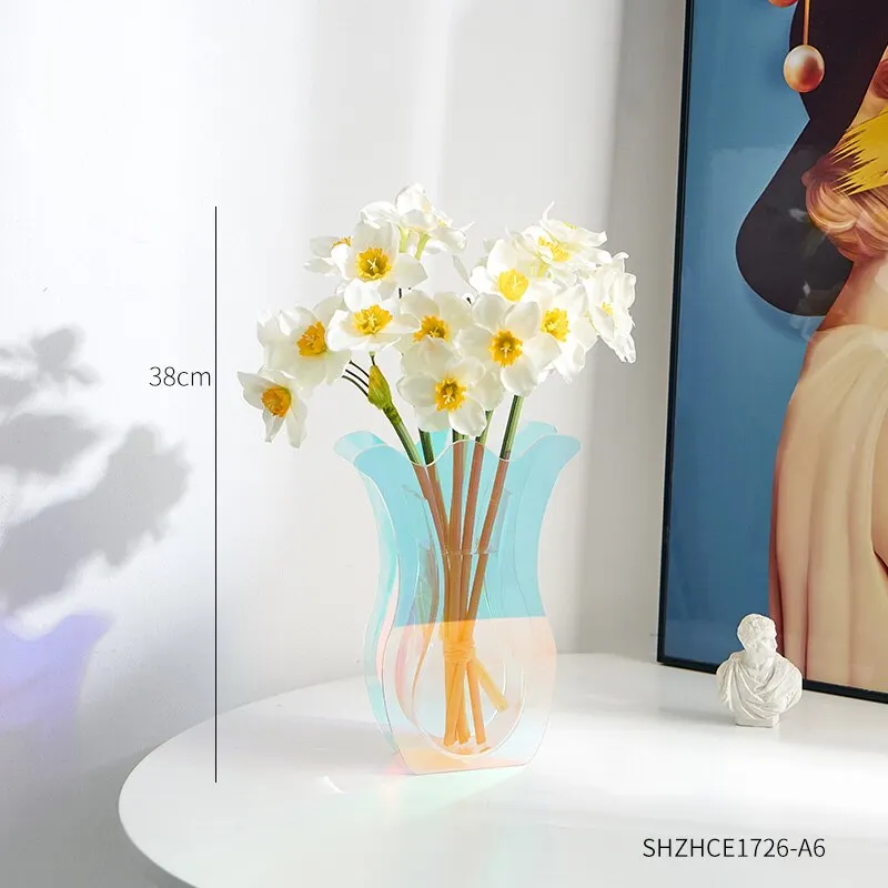 Nordic Decoration Home Acrylic Vase Table Decoration Living Room Terrarium Transparent Flower Arrangement Decorative Vases Gifts