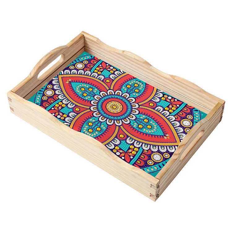 Mandala 5D DIY Diamond Painting Serving Tray with Handle for Desk Coffee Table