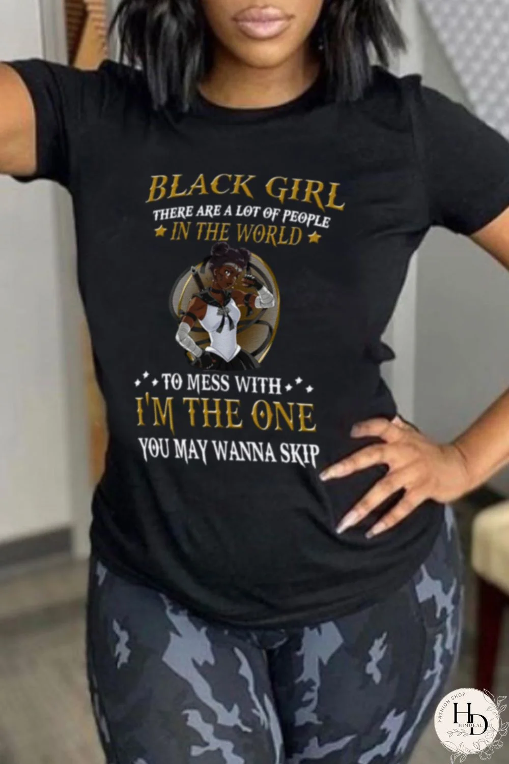 Black Fashion Street Print Patchwork Letter O Neck T-Shirts