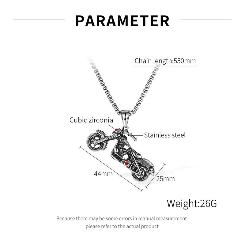 Hip-Hop Vintage Style Rock Motorcycle 304 Stainless Steel Men’s Pendant Necklace Men Pendant Necklaces