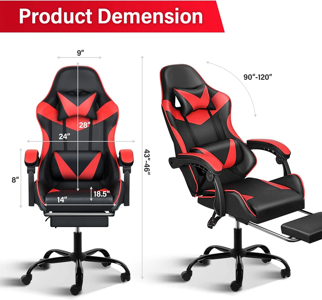 Ergonomic backrest and seat height adjustment Swivel racing chair
