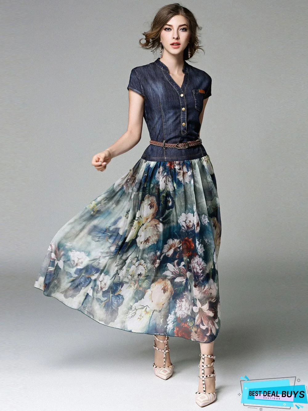 Printed Slim Jeans Dress