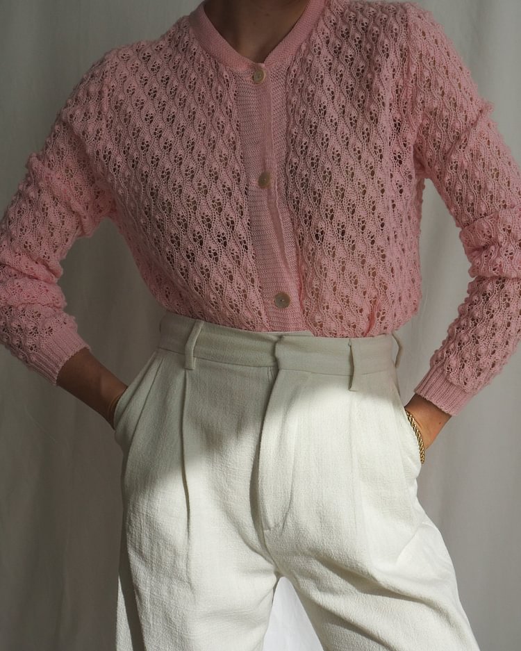 Baby Pink Vintage Knit Cardigan