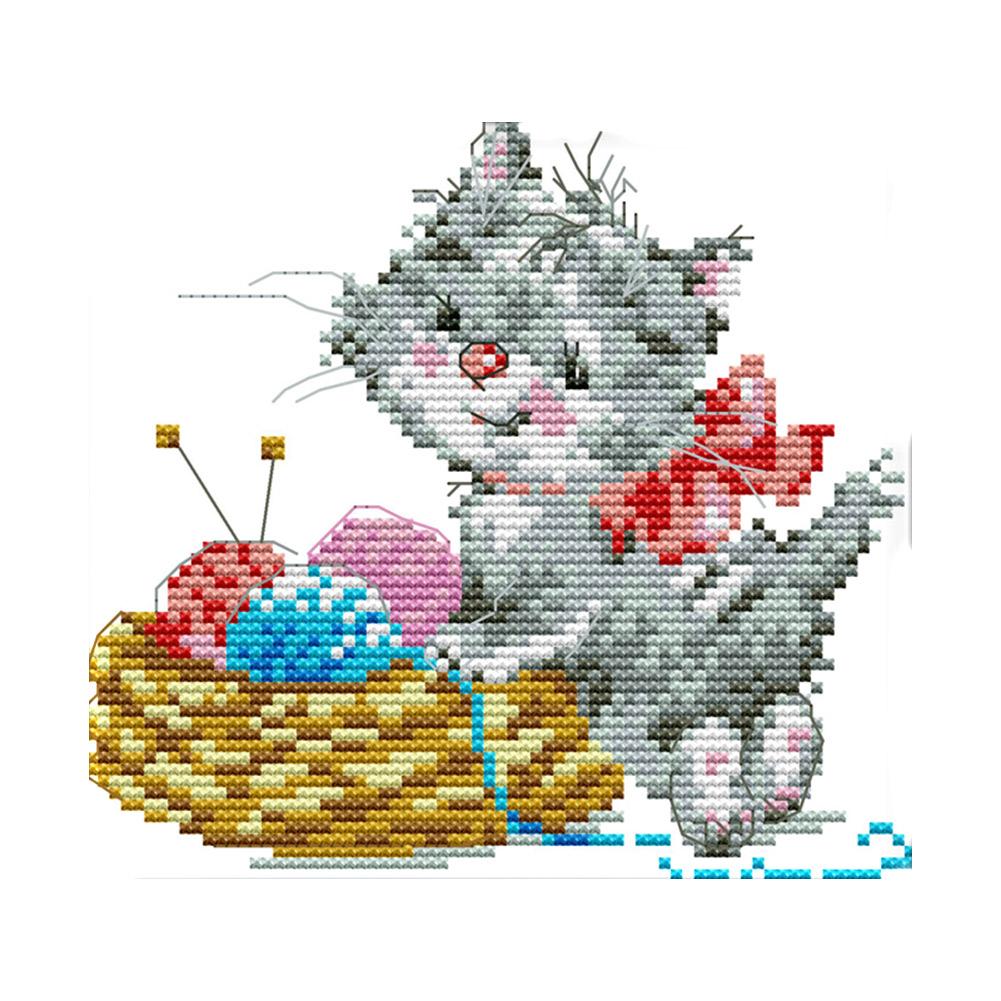 

Embroidered Kitten - 14CT Stamped Cross Stitch - 18*17cm, 501 Original