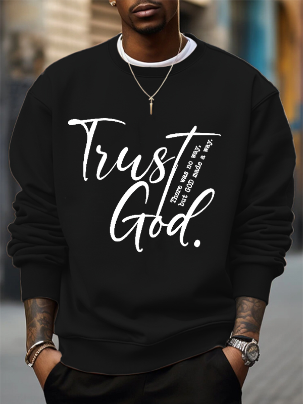 Men's Trust God  Print Cotton Casual Sweatshirt