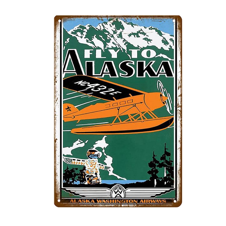 Voyage en Alaska - Enseigne Vintage Métallique/Enseignes en bois - 20*30cm/30*40cm
