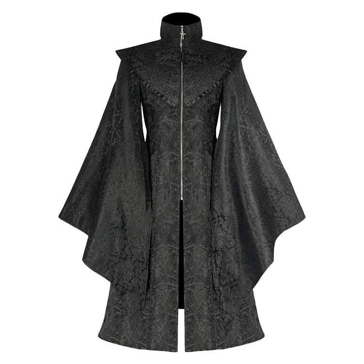 Adult Men Medieval Black Witch Coat Vintage Gothic Noble Priest Outfits Costume Carnival Party Suit