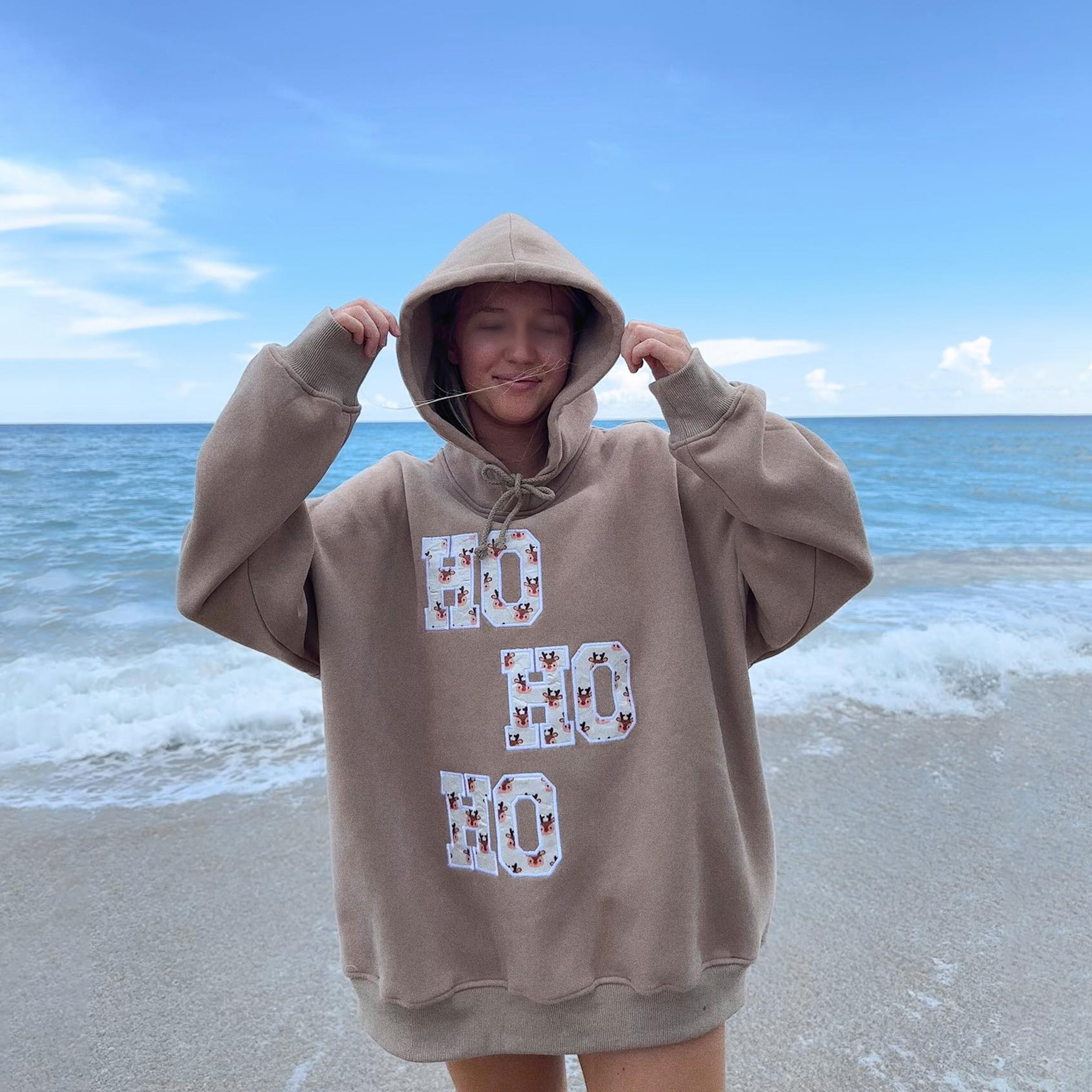 Women's "HO HO HO"print Hoodie