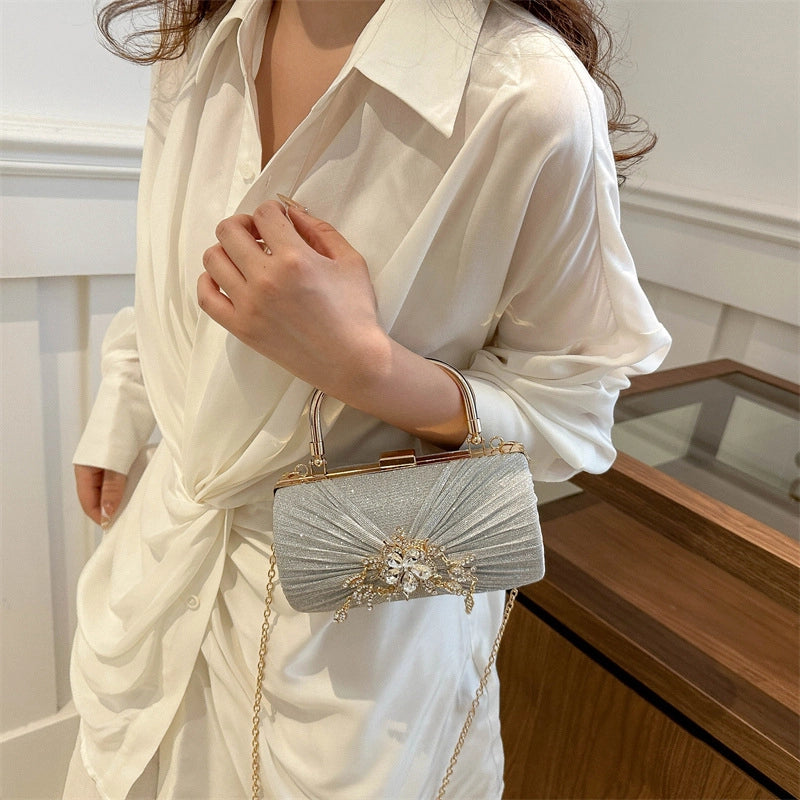 Women’s Pu Leather Solid Color Elegant Classic Style Square Clamp Handbag Crossbody Bag Evening Bag