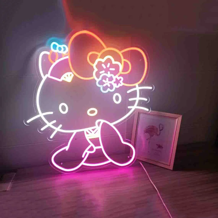 Anime Neon Sign Animal Neon Sign Cartoon Hello Kitty Neon Sign Cute Cat Neon Sign Game Room Decor
