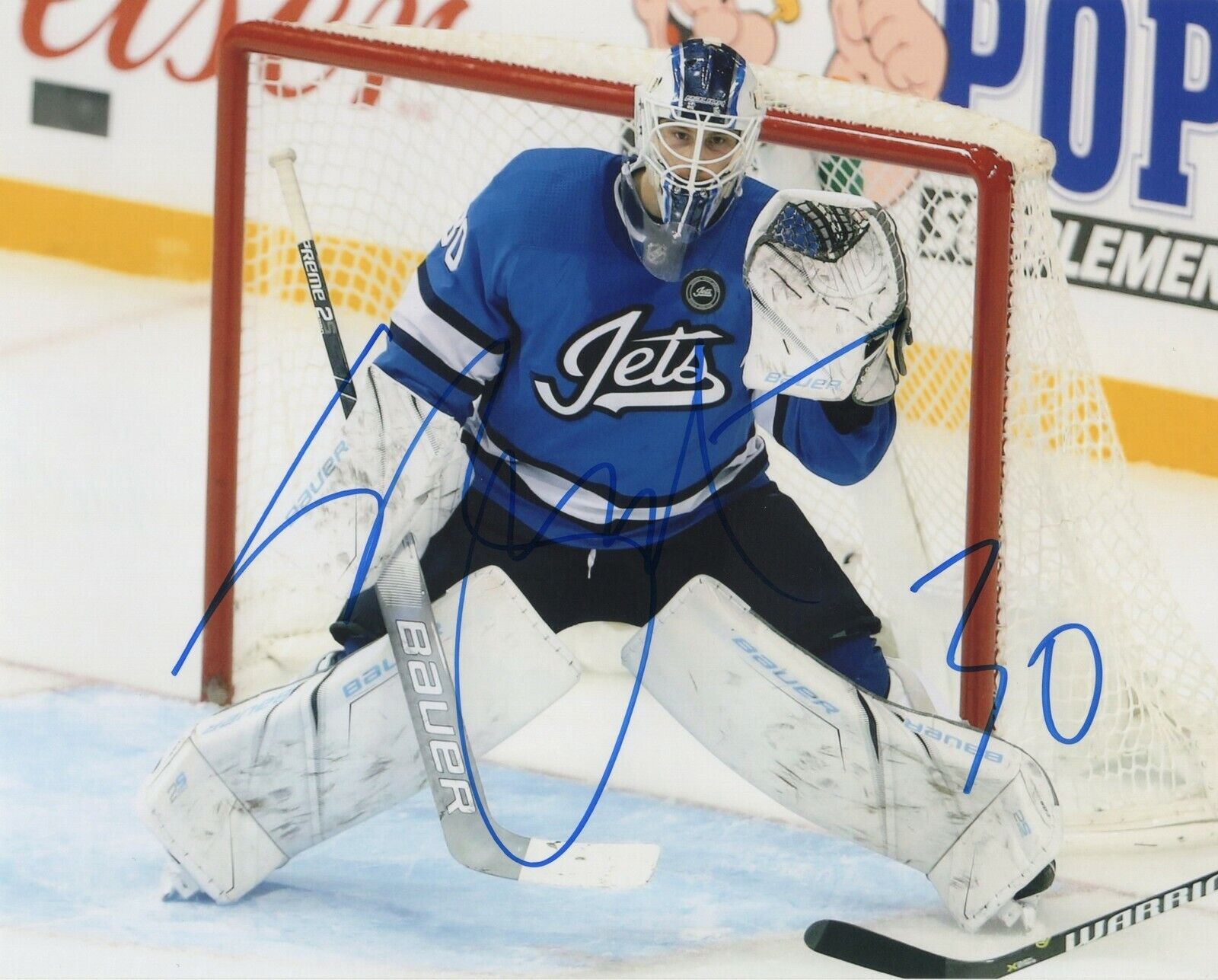 LAURENT BROSSOIT SIGNED AUTOGRAPHED WINNIPEG JETS 8X10 Photo Poster painting