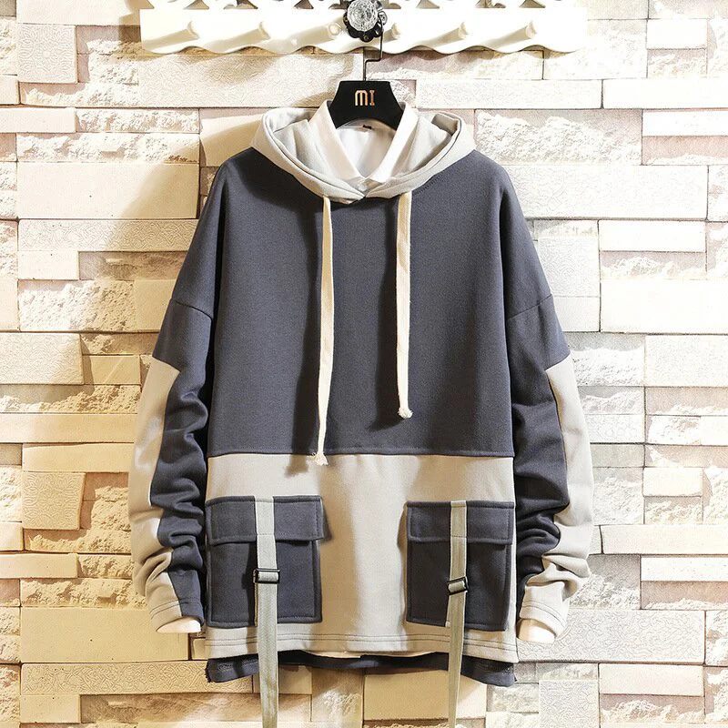 Lace-up Functional Tooling Japanese Color-blocking Sweater Men's Casual Sweater Techwear Shop