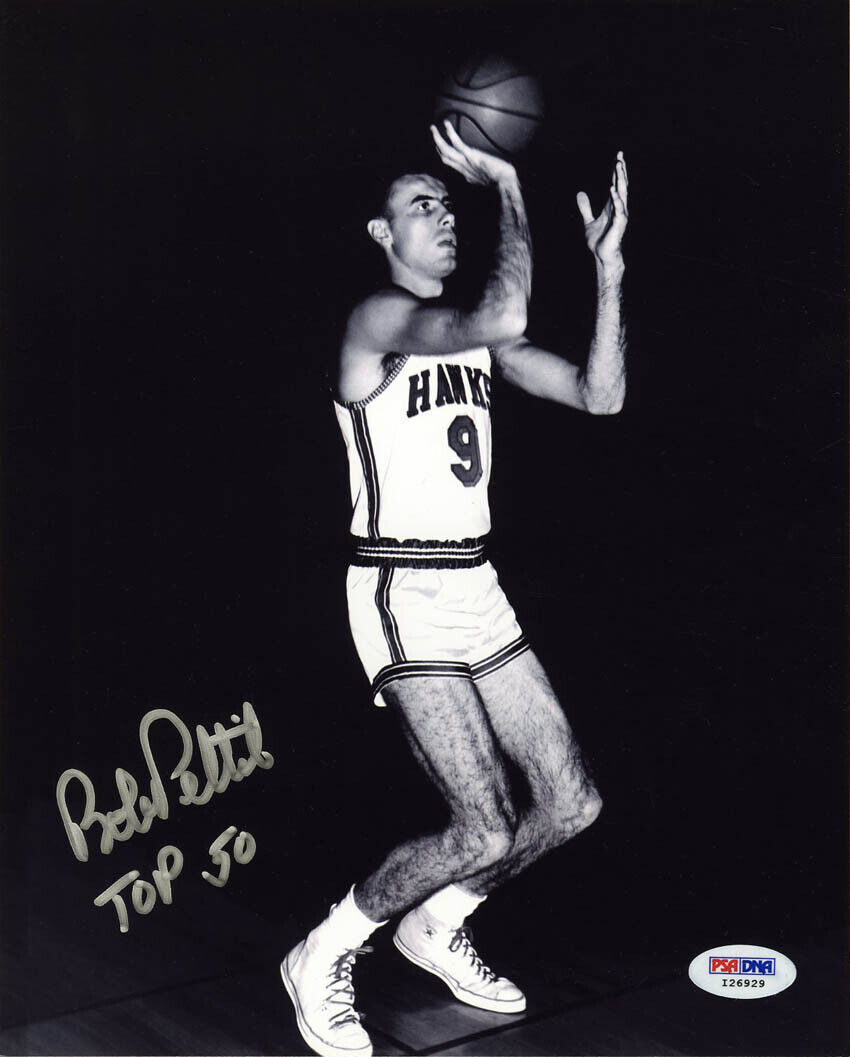 Bob Pettit SIGNED 8x10 Photo Poster painting + Top 50 HOF 71 St. Louis Hawks PSA/DNA AUTOGRAPHED