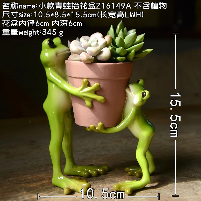Creative Clay Pots with Frog Ornament Succulent Pot Plant Pot Cactus Planter Pots Nursery Pot Garden Pot Home Decoration