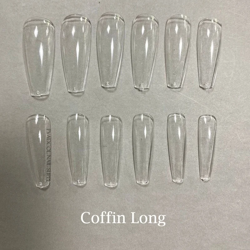 XXL Clear Square Full Cover Press On False Nail Tips Extra Long Nails Straight Shape False Tips UV Gel Manicure Tool Fake Finger-Nail Inspo