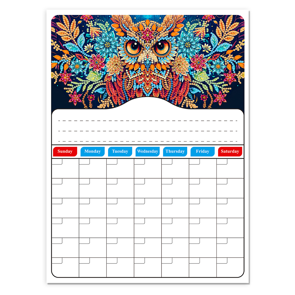 Special Shaped Owl 5D DIY Diamond Painting Monthly Planner Decor for Beginners