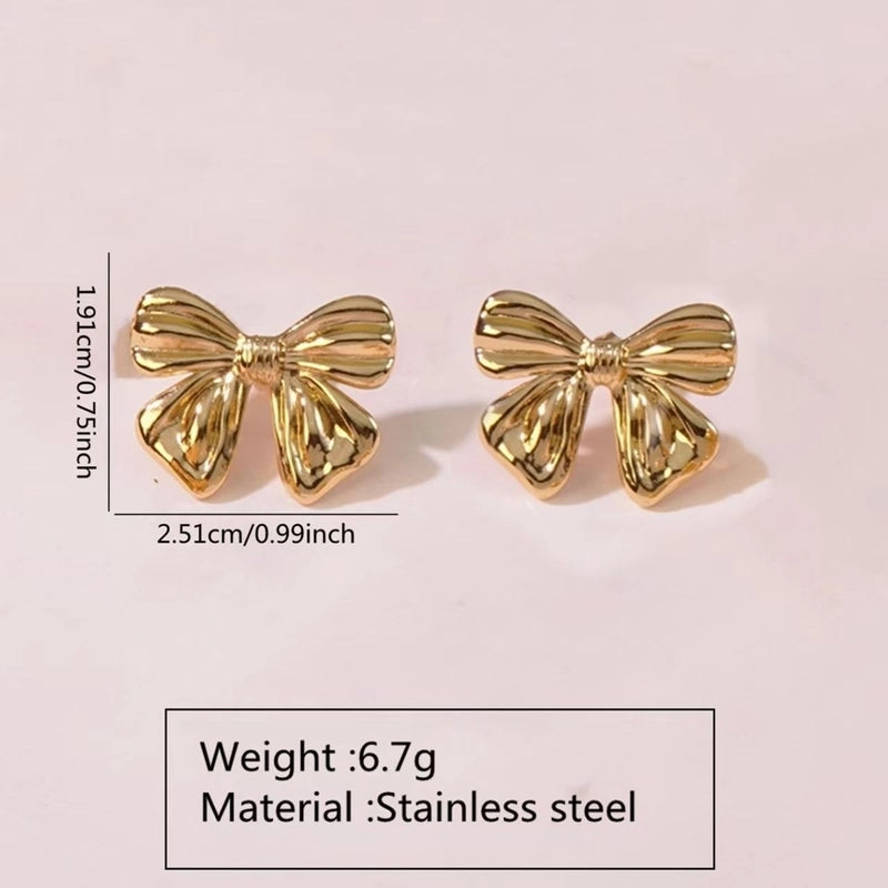 1 Pair Casual Minimalist Classic Style Bow Knot 304 Stainless Steel Imitation Gold  Ear Studs