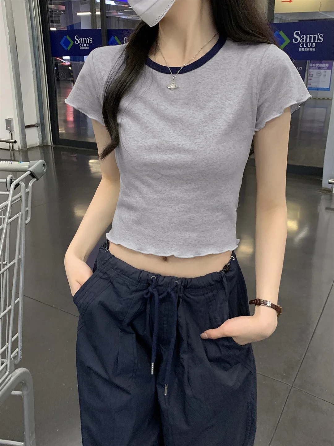 Brownm Brownm Color Short-Sleeved T-Shirt Women 2024 Summer New Slim Show Thin And Versatile Short Shoulder Students Pure Color Top Tide