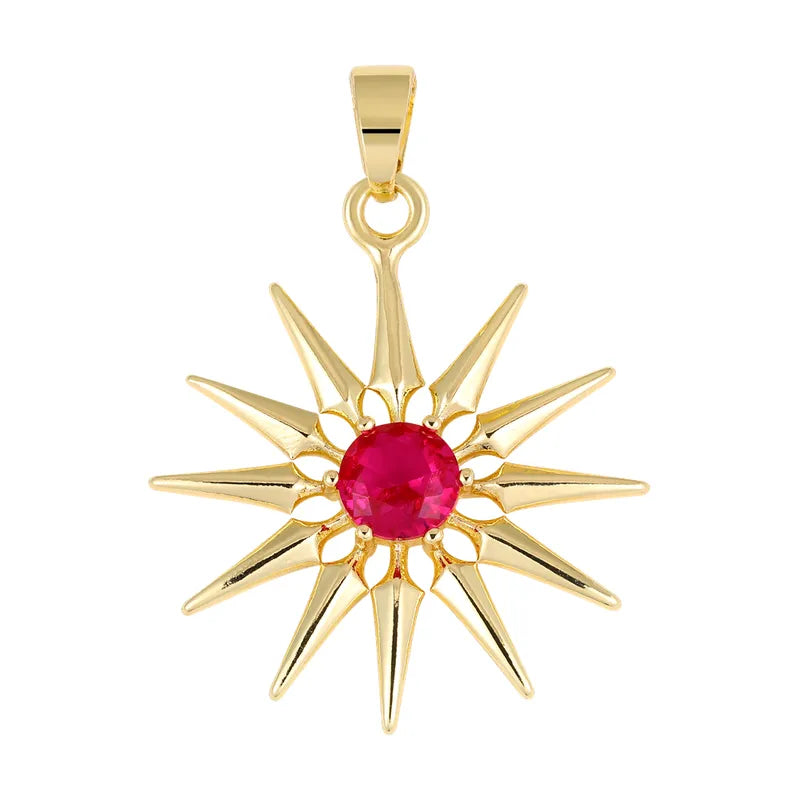 1 Piece 18.5*13.3MM Copper Zircon Geometric Heart Shape Flower Polished Pendant Jewelry Accessories