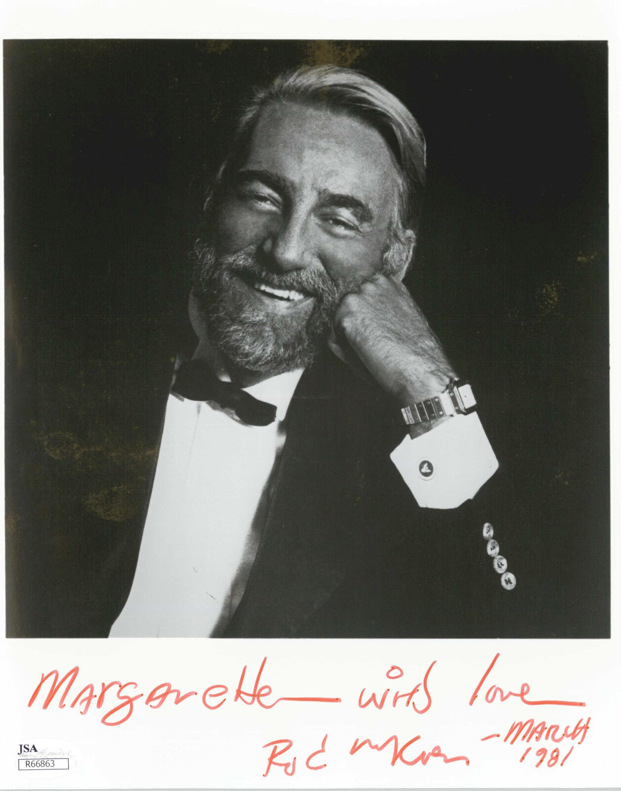 ROD MCKUEN ACTOR, SINGER, (DECEASED) SIGNED 8X10 JSA AUTHENTICATED COA #R66863