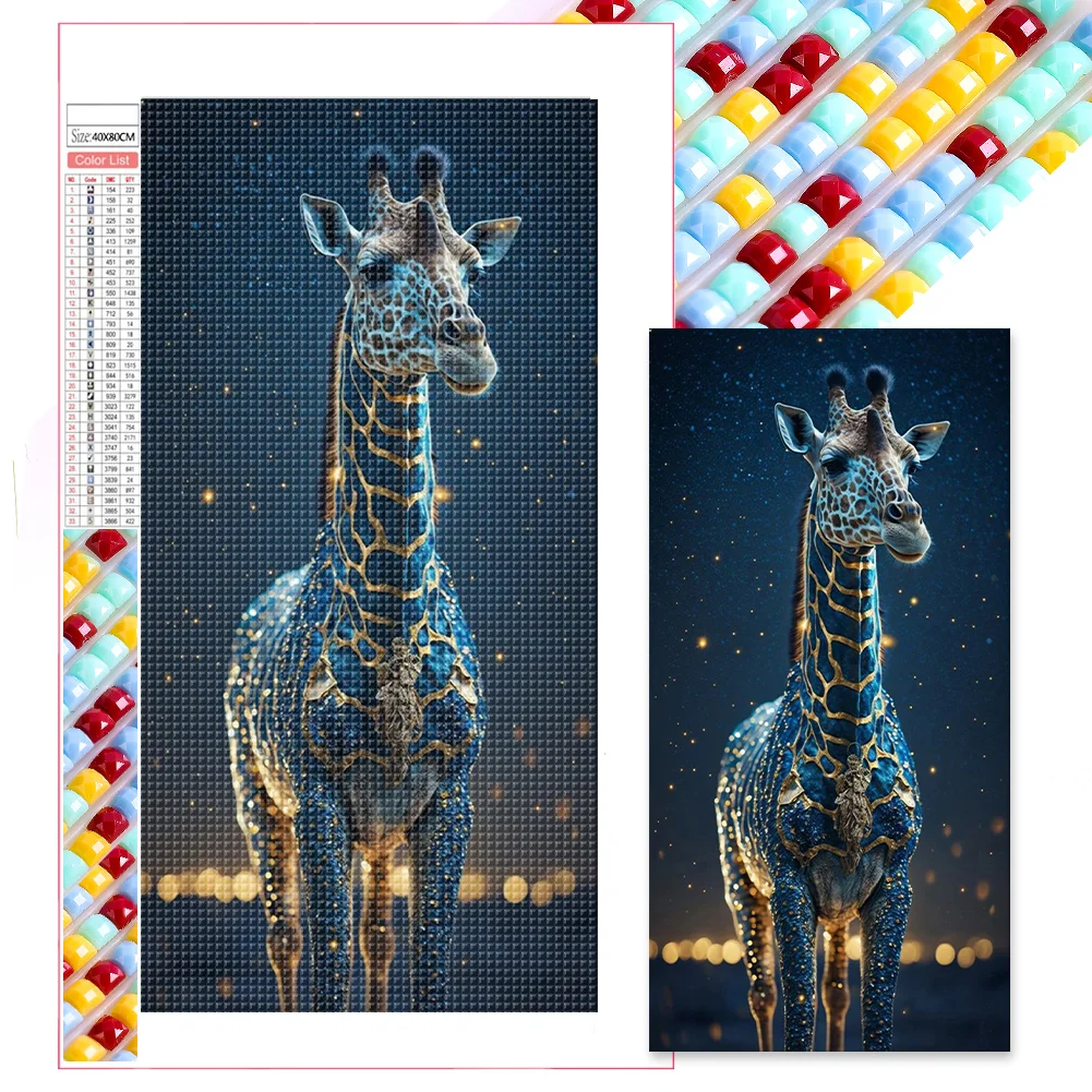 Diamond Painting - Full Square Drill - Night Giraffe(Canvas|45*85cm)