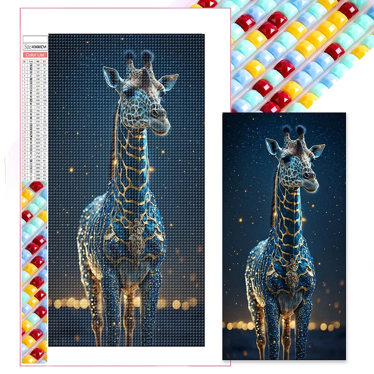 Full Square Diamond Painting - Starry Night Giraffe 40*80CM