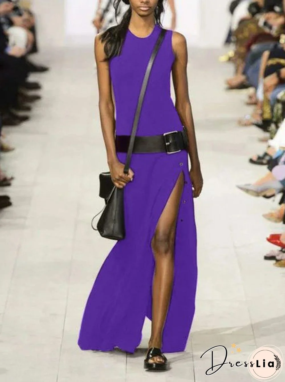 Women Casual Sleeveless Round Neck Plus Size Maxi Dresses