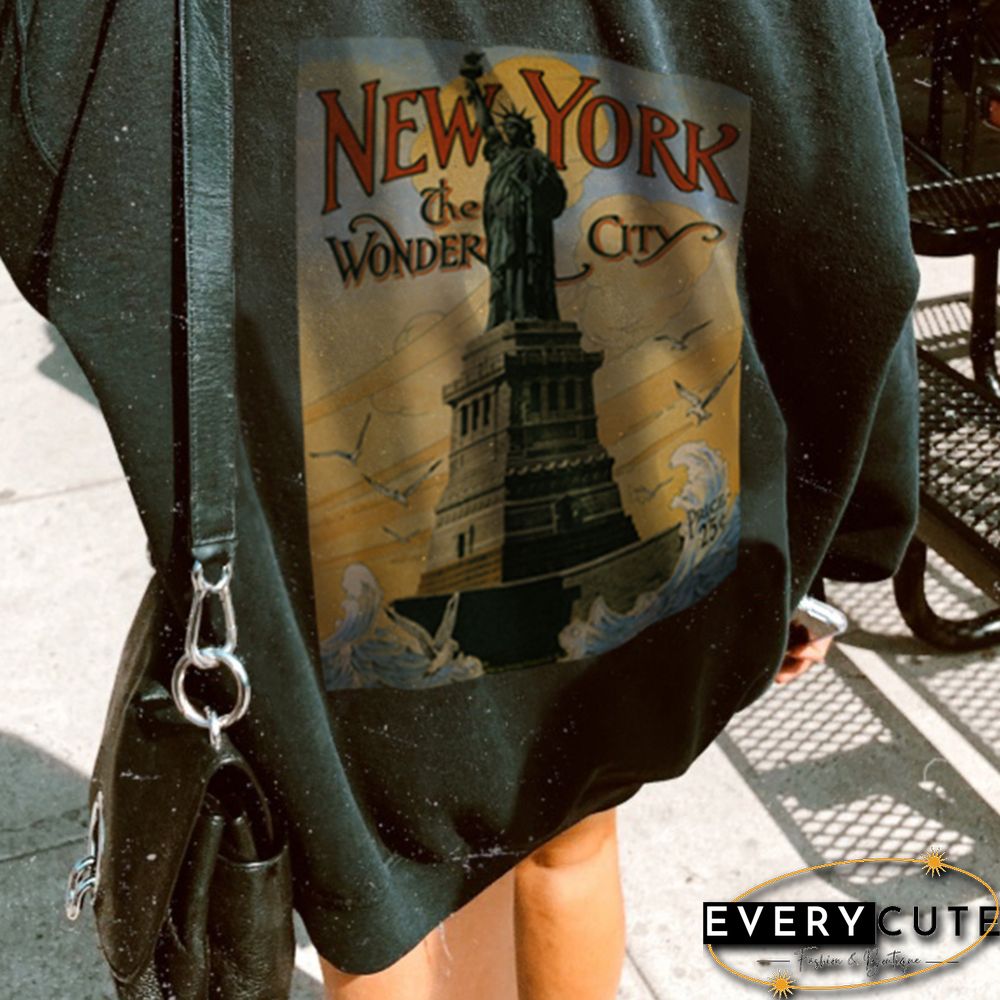 Vintage Casual Long-Sleeved Printed Sweatshirt