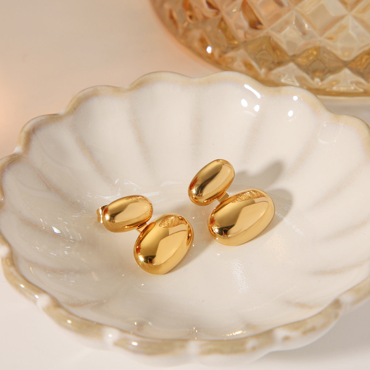 IG Style Ellipse Geometric Stainless Steel Electroplating Earrings