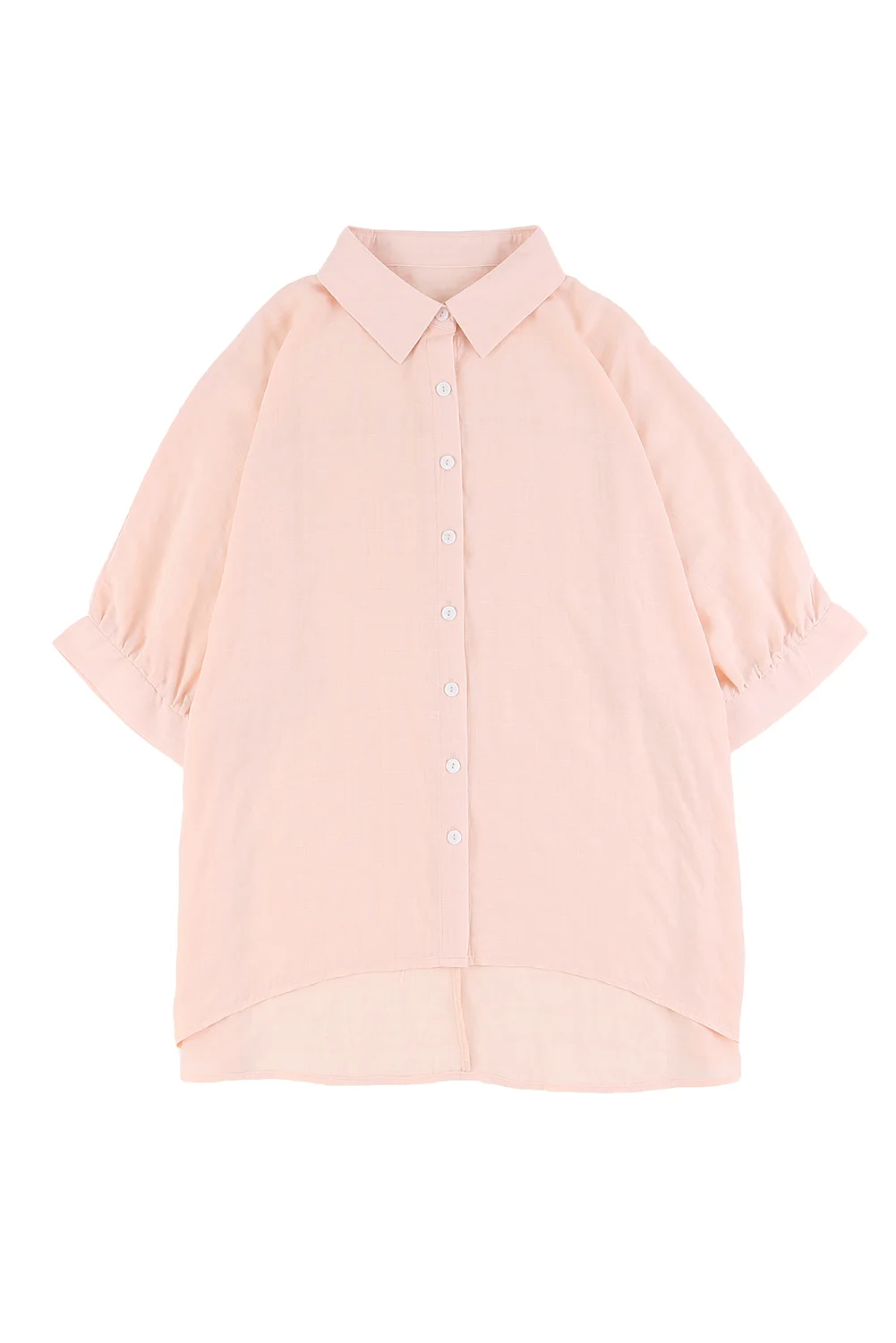 Pink Button Front Dolman Sleeves Shirt