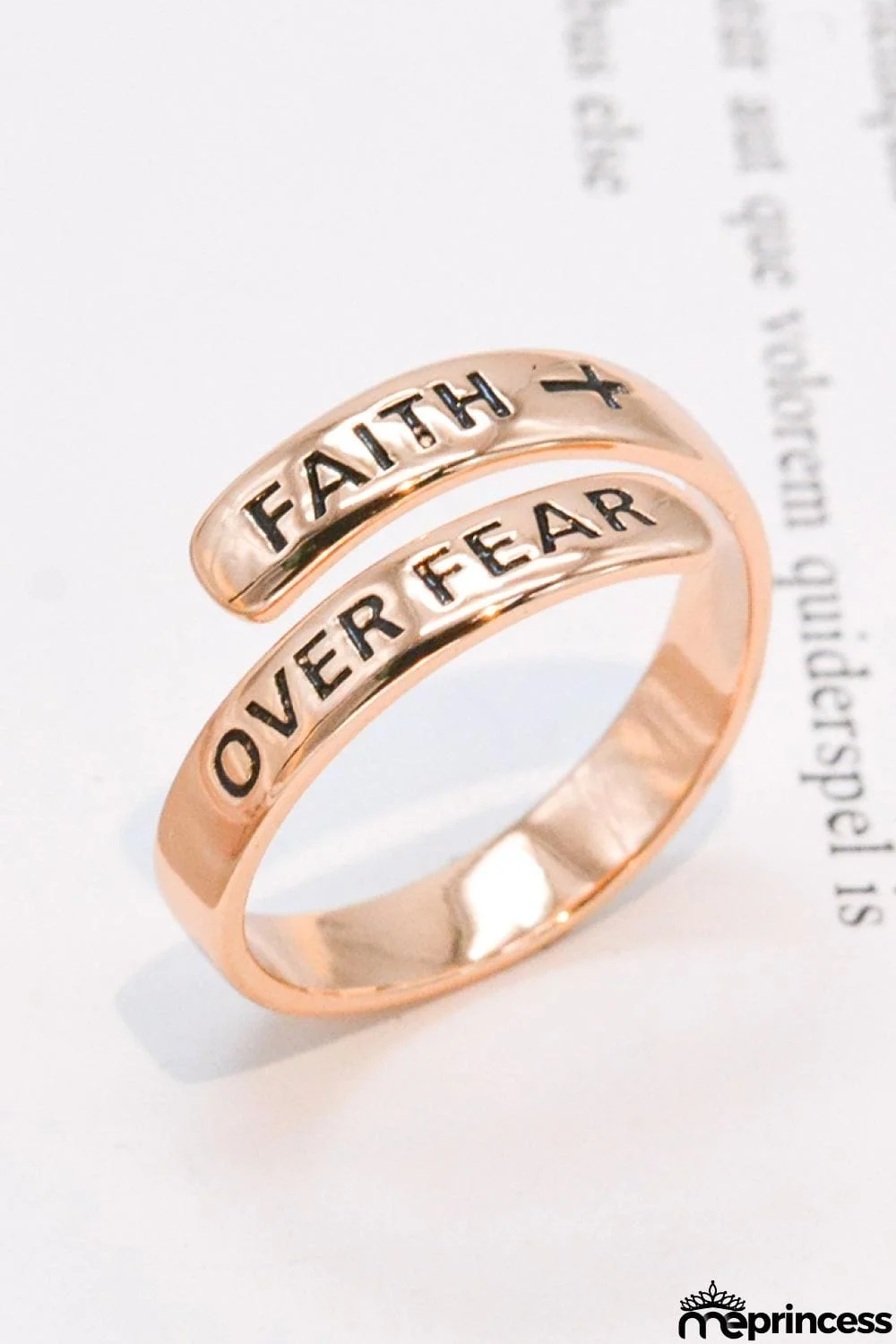 925 Sterling Silver FAITH OVER FEAR Bypass Ring