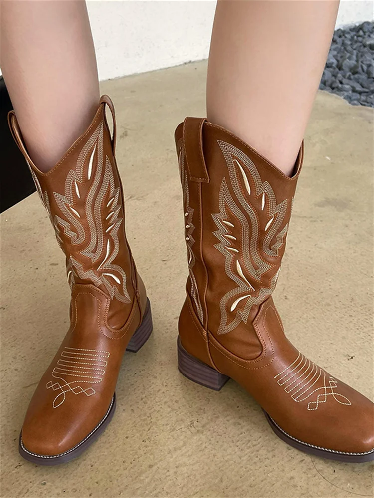 Classic Embroidered Western Cowgirl Boots