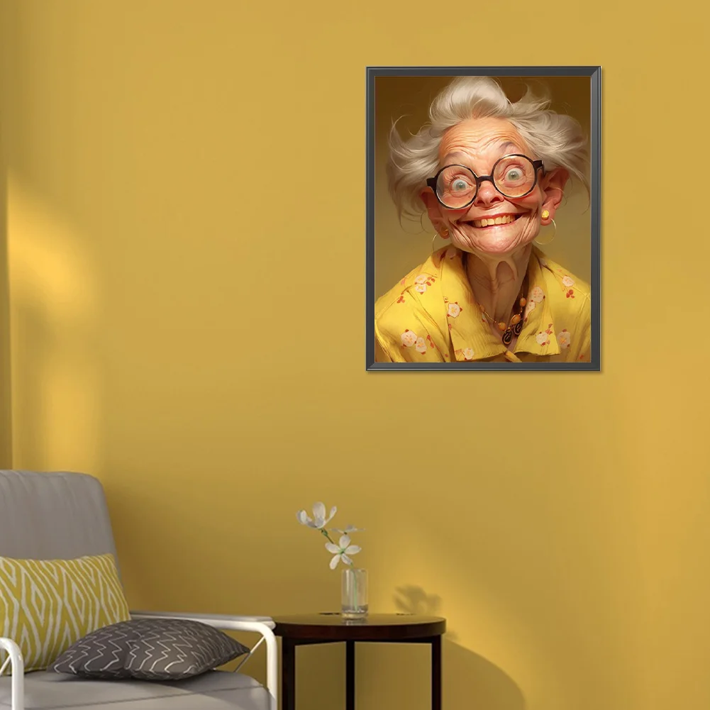 Diamond Painting - Full Round Drill - Cute Old Granny(Canvas|30*40cm)