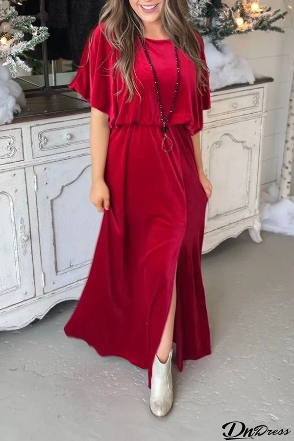 LONDON VELVET MAXI RED