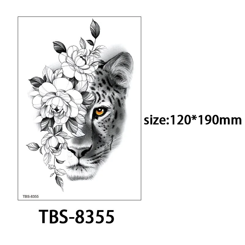 Sdrawing Forest King Animal Tattoo Sticker for Men Tiger Skull Skeleton Fake Tattoo for Women Wolf Tattoo Temporary Waterproof