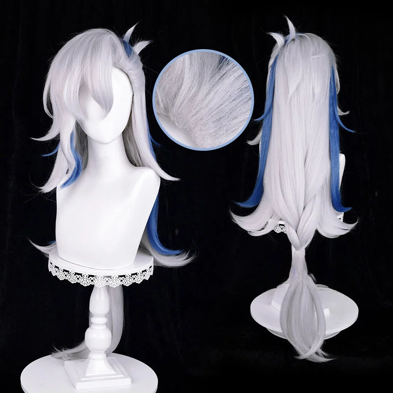Genshin Impact Neuvillette White with Blue Cosplay Wig ON1310