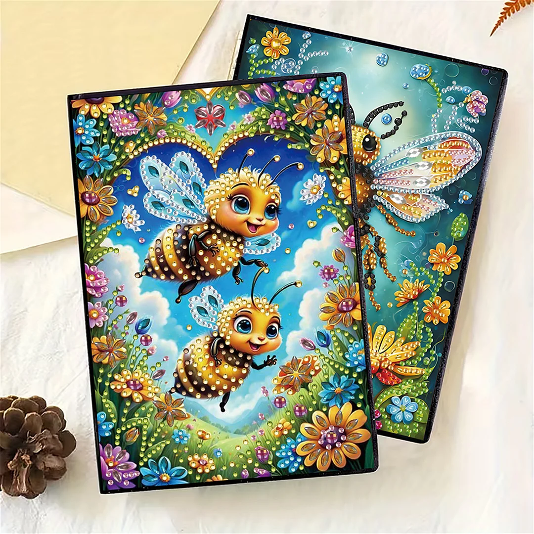 2pcs Bee Partial DIY 50 Pages A5 Diamond Painting Notebook for Study Drawing