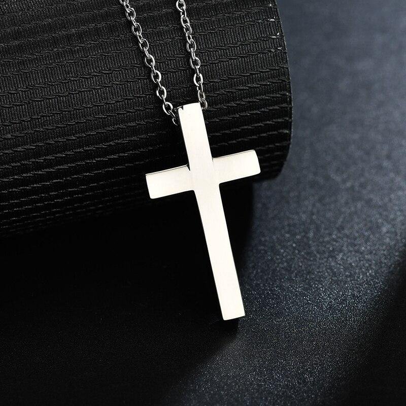 Personalized Cross Engraved Date Name Pendant Necklaces-VESSFUL